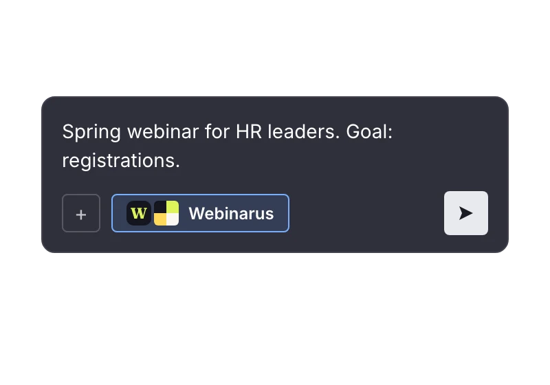 Webinar landing page brief with a selected Brand Kit in AI generator