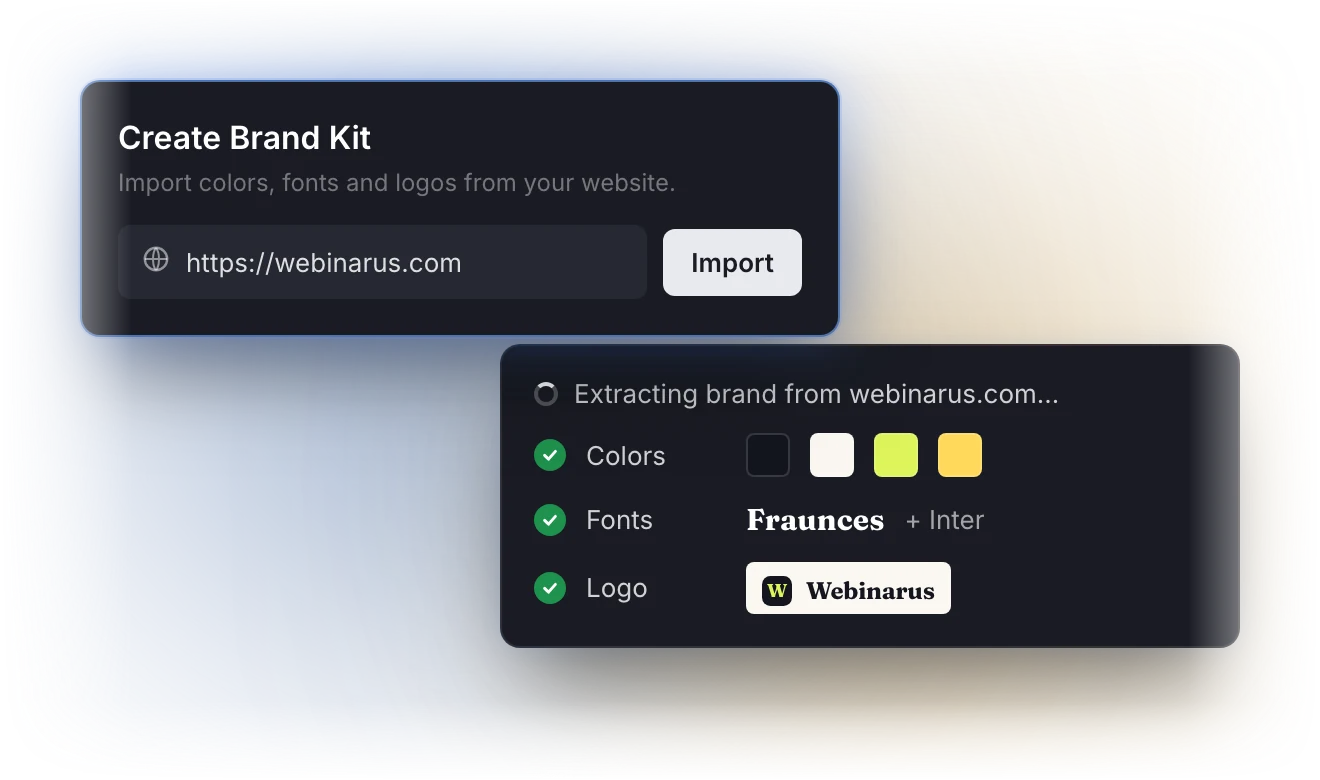 Importing colors, fonts, and logos from a website into Brand Kit