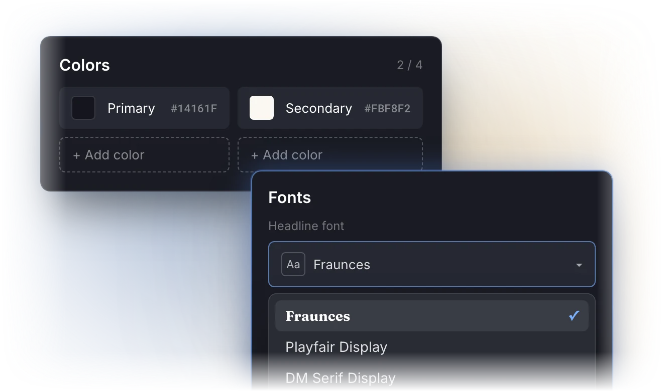 Creating a Brand Kit for a landing page from scratch with custom colors and fonts
