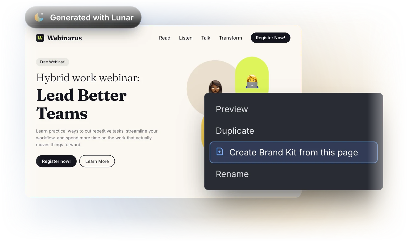 Creating a Brand Kit from an existing AI landing page