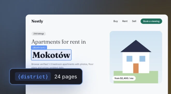 Rental Landing Pages generated for different districts
