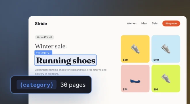 Winter sale Landing Pages generated for different product categories