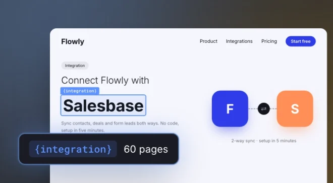 SaaS Landing Pages generated for different integrations