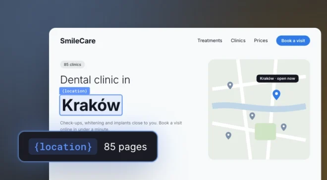 Dental clinic Landing Pages generated for different locations