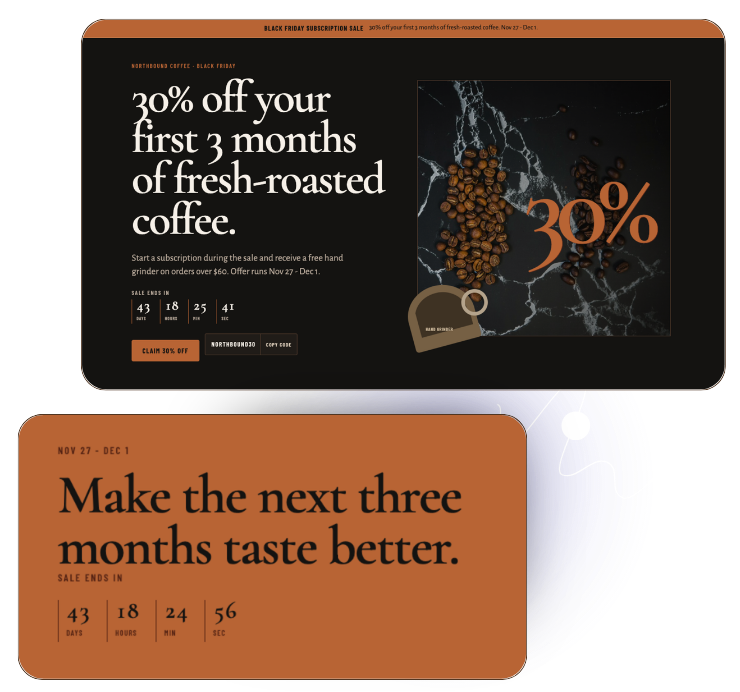 landing page with promotional campaign